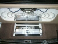 Orion amplifiers behind etched plexiglass
