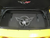 Corvette logo speaker grille with TREO SSi12 subwoofer