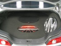 Custom-trimmed trunk with the lights on