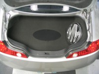 Custom-trimmed trunk with stealth panel in place