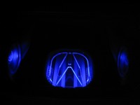 Custom trunk trim and Acura logo Plexiglass amplifier cover with the lights out