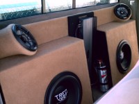 Another angle of the custom ported enclosure with two TREO TSX12s