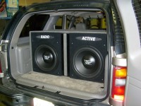 Two TREO SSX18s in a custom ported enclosure with two-tone carpet